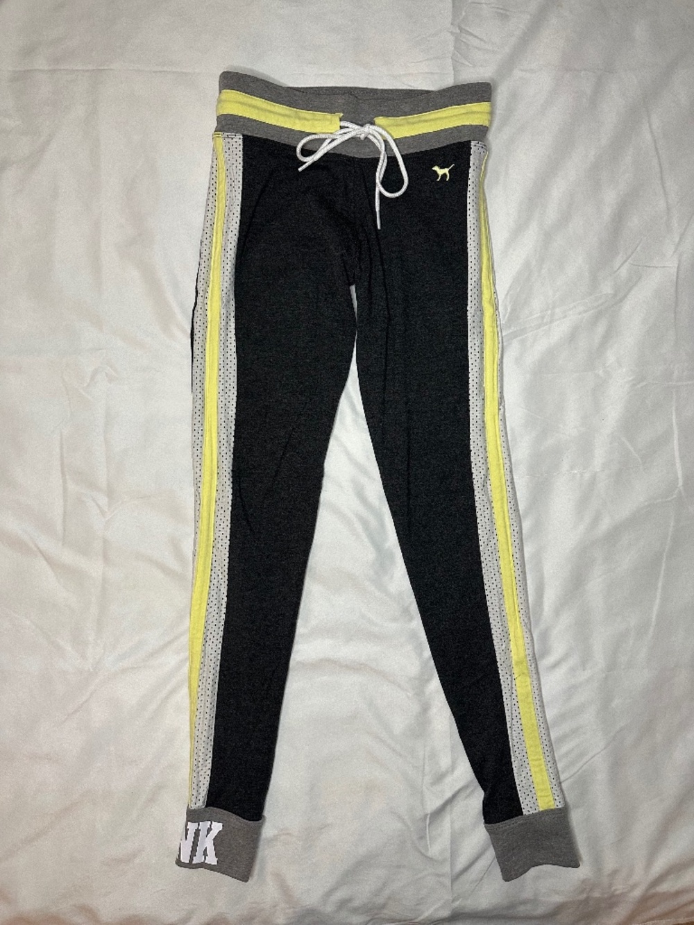 Pink Yoga black leggings with neon details